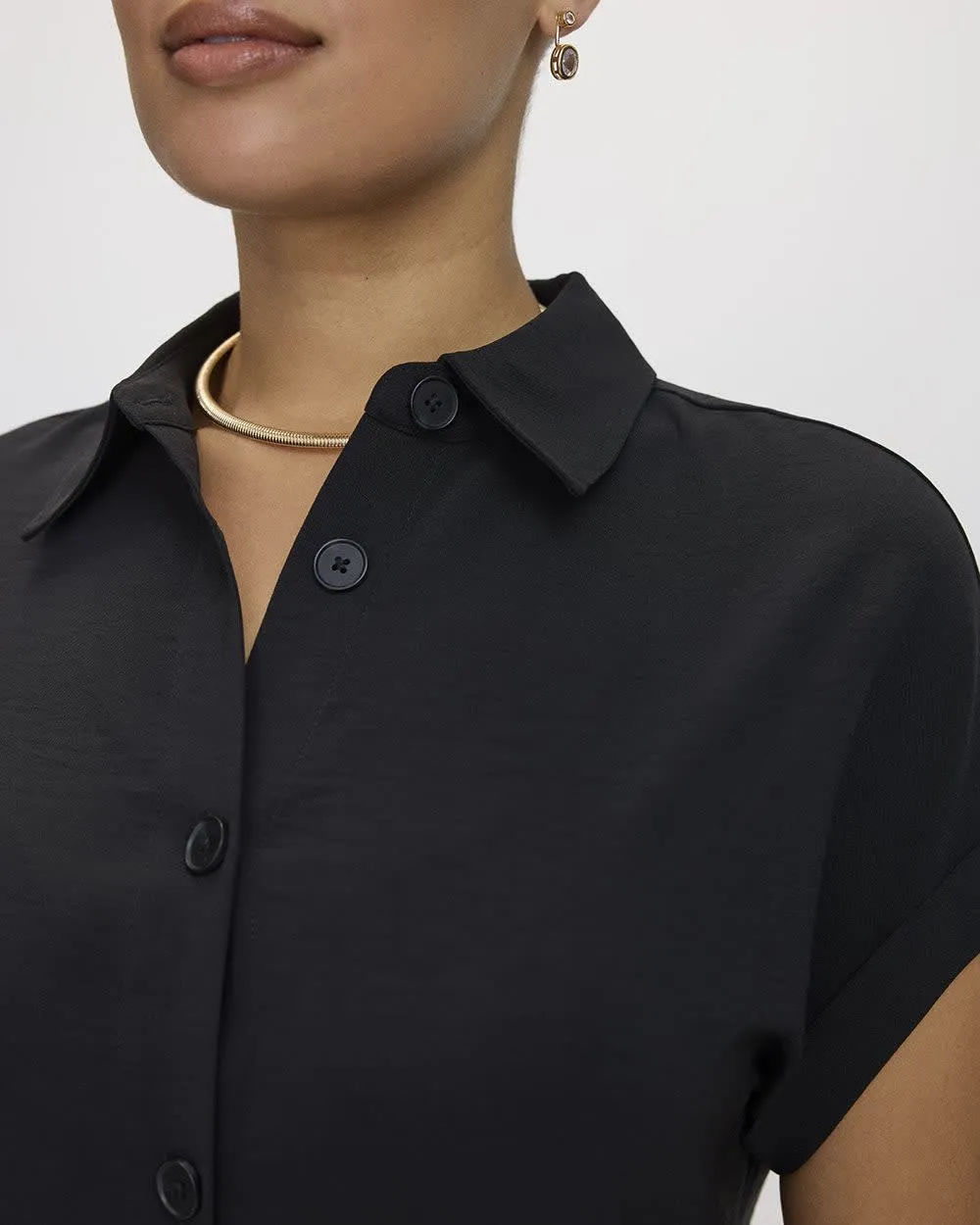 Short-Sleeve Buttoned-Down Dress with Shirt Collar sold by Reitmans product image thumbnail 4