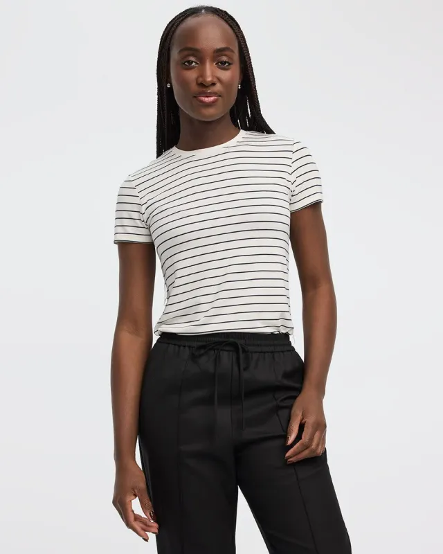 Super Soft Crew-Neck Striped T-Shirt - R Essentials sold by Reitmans