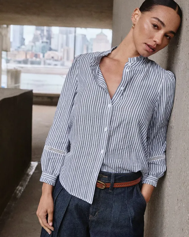 Puffy-Sleeve Mock-Neck Blouse with Embroideries sold by Reitmans