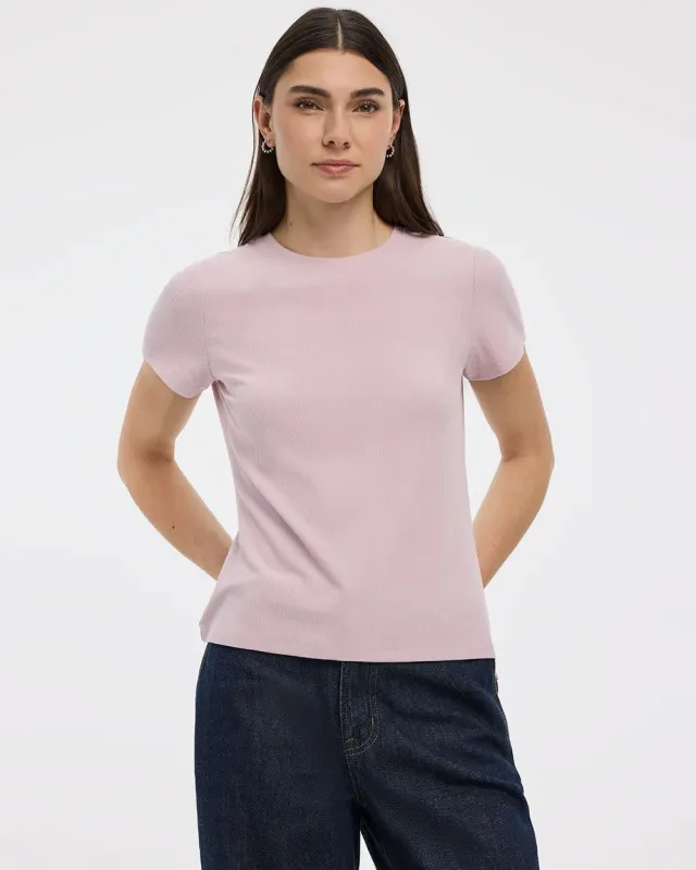 Fitted Crew-Neck Ribbed T-Shirt - R Essentials sold by Reitmans