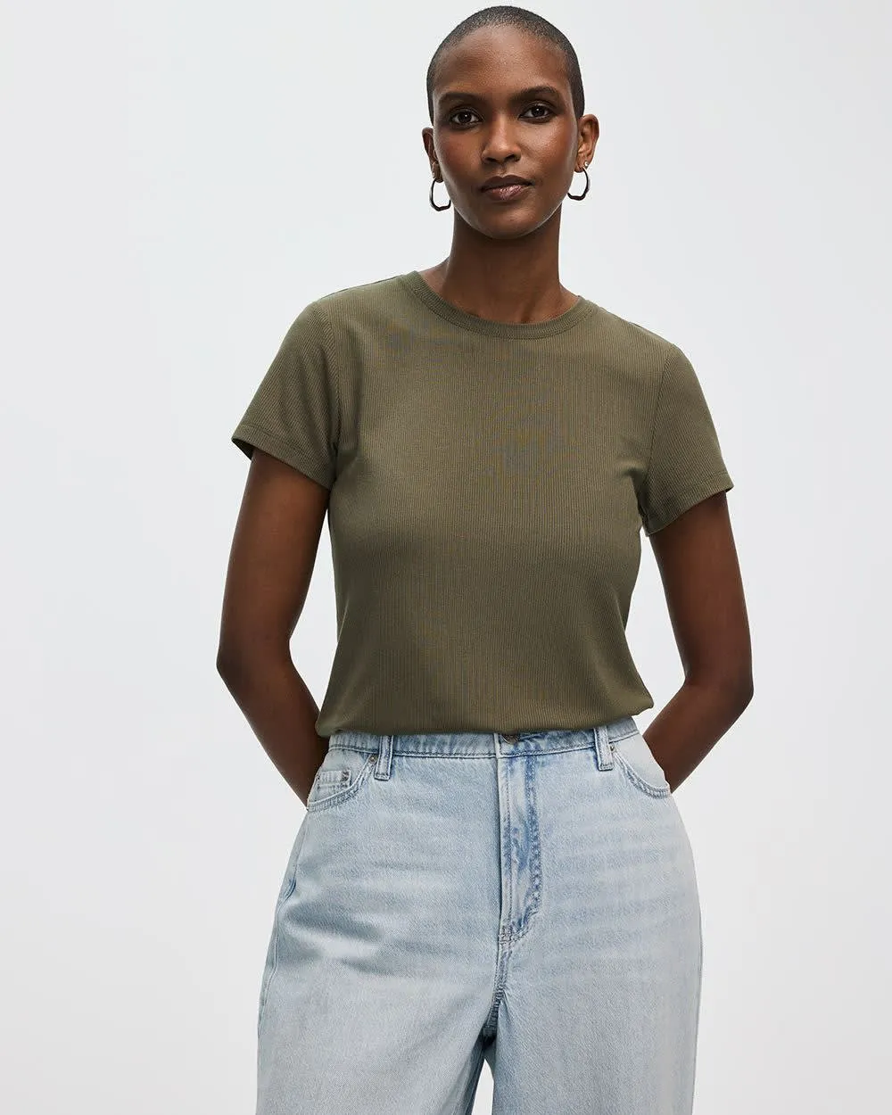 Ribbed Fitted Crew Neck T-Shirt - R Essentials sold by Reitmans