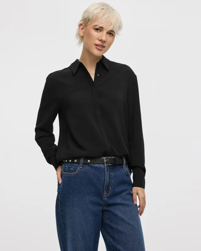 Long-Sleeve Buttoned-Down Blouse made by Reitmans