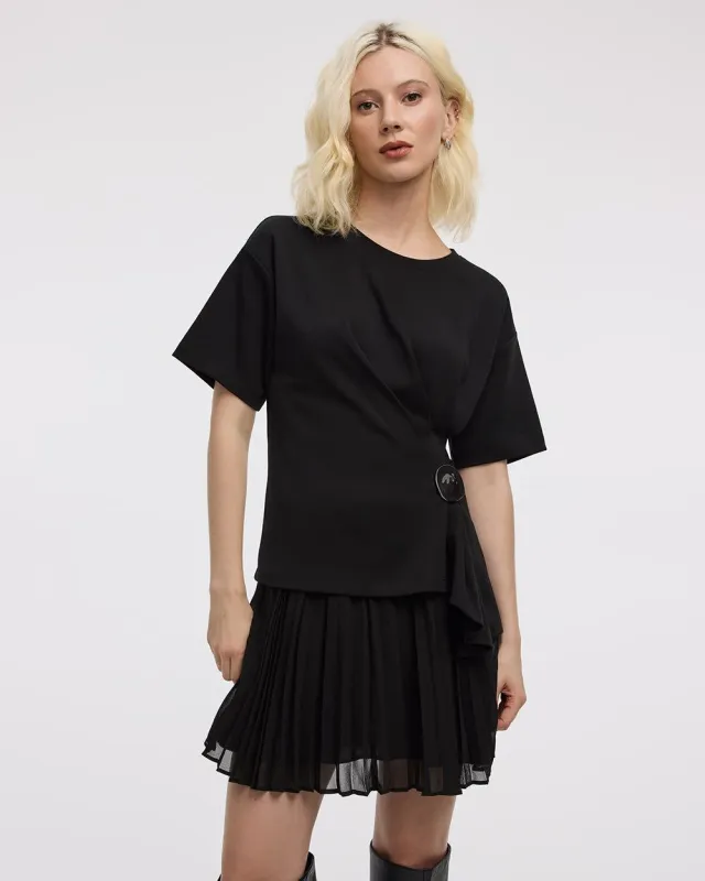 Short-Sleeve Crew-Neck Top with Cinched Waist sold by Reitmans