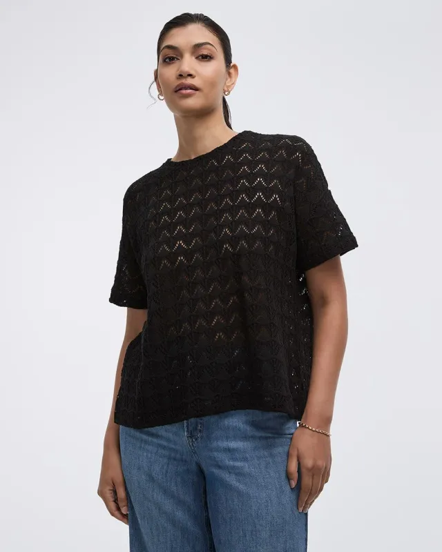 Crew-Neck Crochet Tee sold by Reitmans