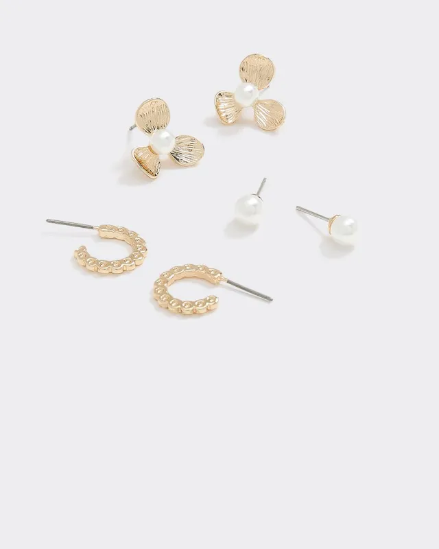 Hoops and Stud Earrings - 3 Pairs sold by Reitmans