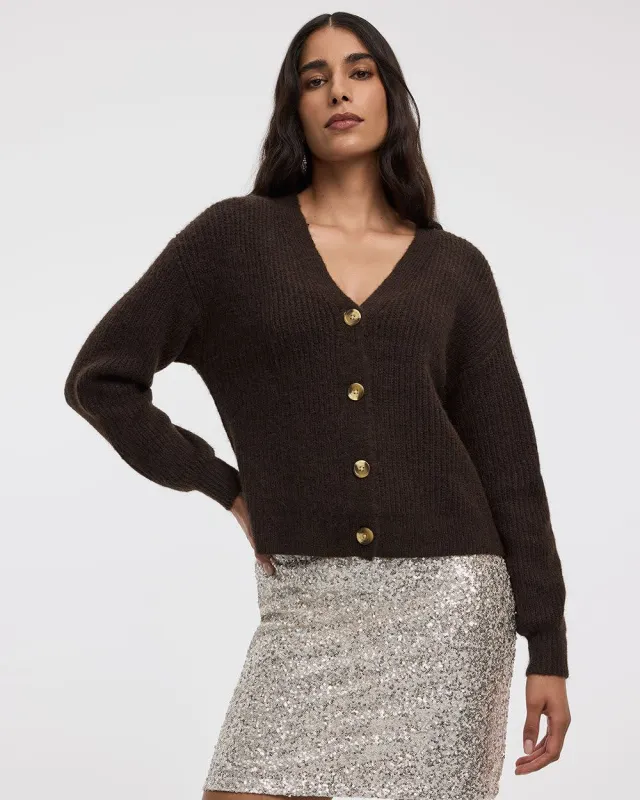 Long-Sleeve V-Neck Loose Cardigan made by Reitmans