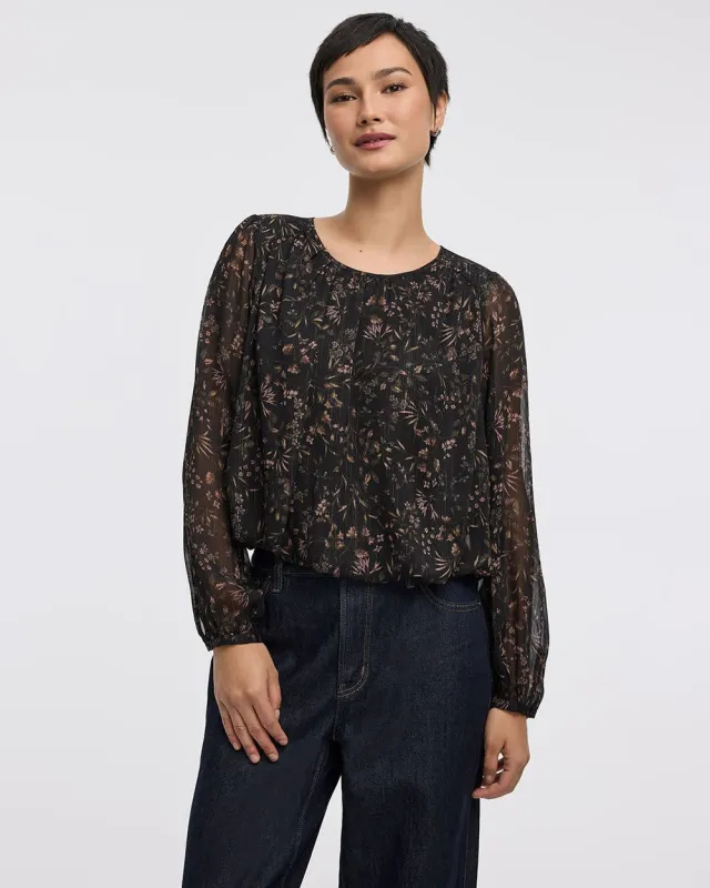 Long-Sleeve Blouse with Bubble Hem sold by Reitmans