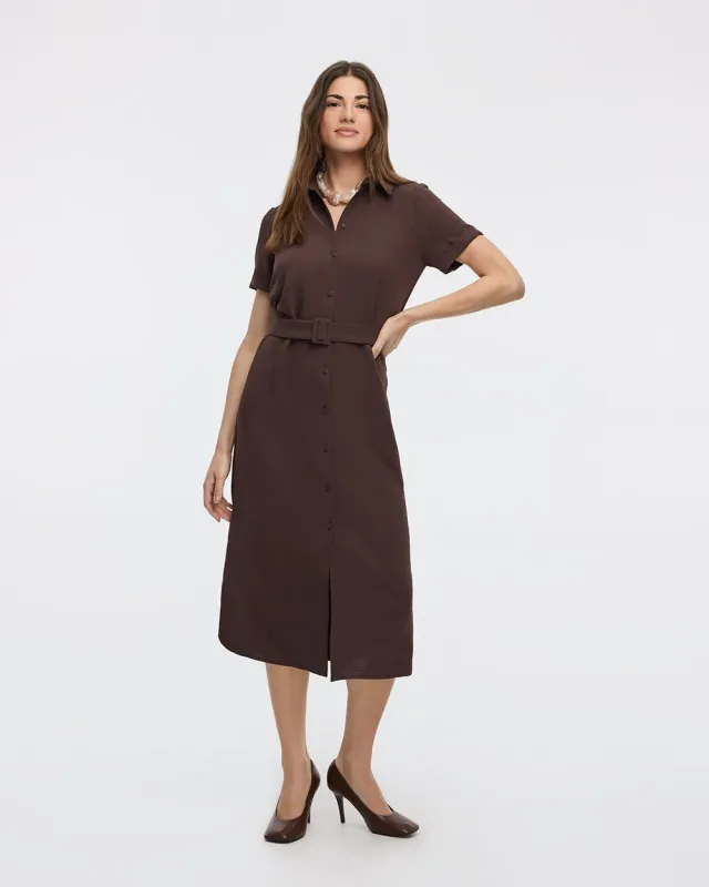 Short-Sleeve Buttoned-Down Shirt Dress sold by Reitmans