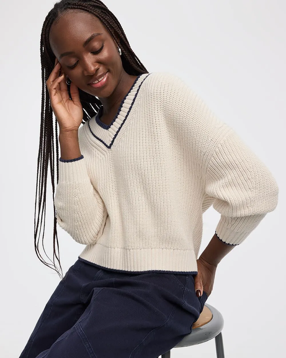 Long-Sleeve V-Neck Loose Sweater sold by Reitmans product image thumbnail 3