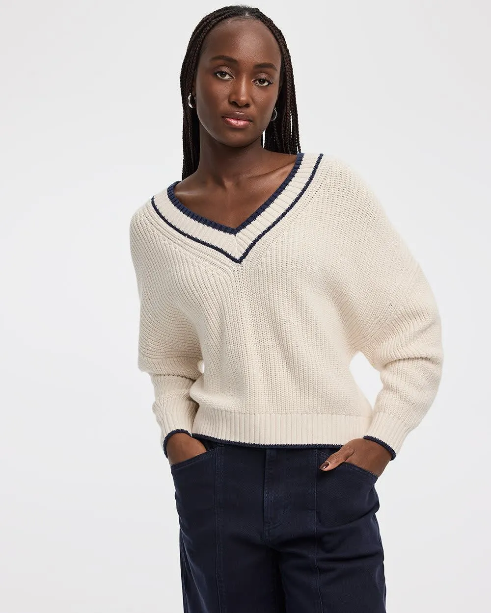 Long-Sleeve V-Neck Loose Sweater sold by Reitmans