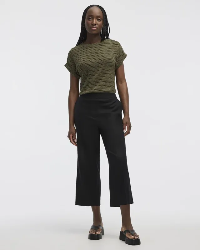 Cropped Wide-Leg Linen-Blend Pant sold by Reitmans