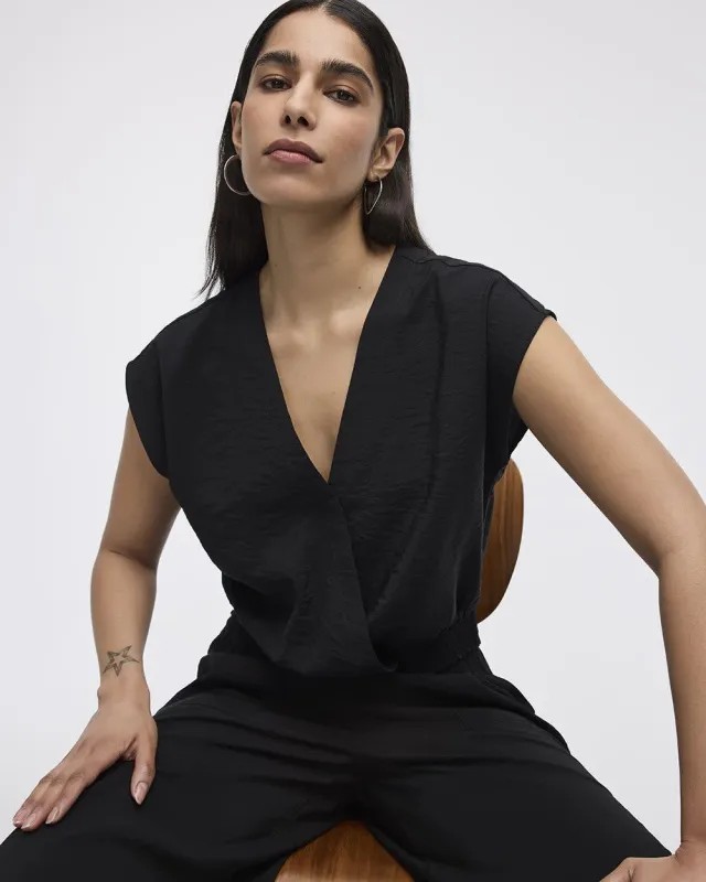 Short-Sleeve Top with Wrap V Neckline sold by Reitmans