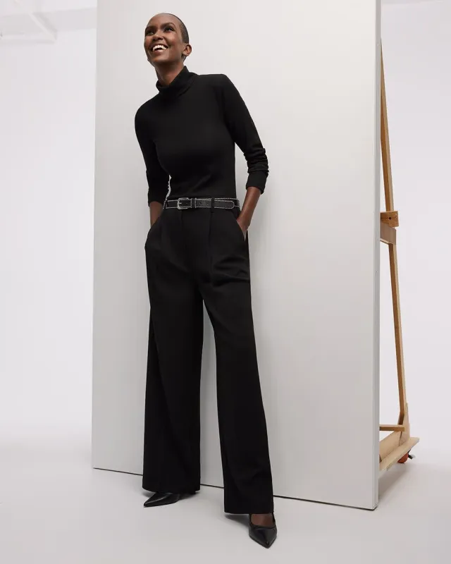 Wide-Leg High-Rise Crepe Pants made by Reitmans