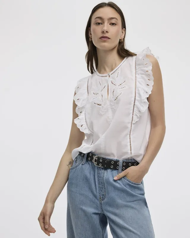 Extended-Sleeve Crew-Neck Blouse with Emboideries made by Reitmans