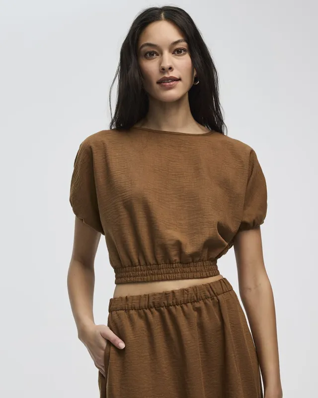Cropped Short-Sleeve Boat-Neck Top sold by Reitmans