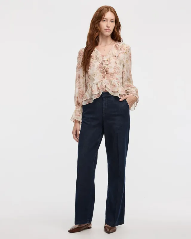 Wide-Leg Mid-Rise Denim Trousers sold by Reitmans