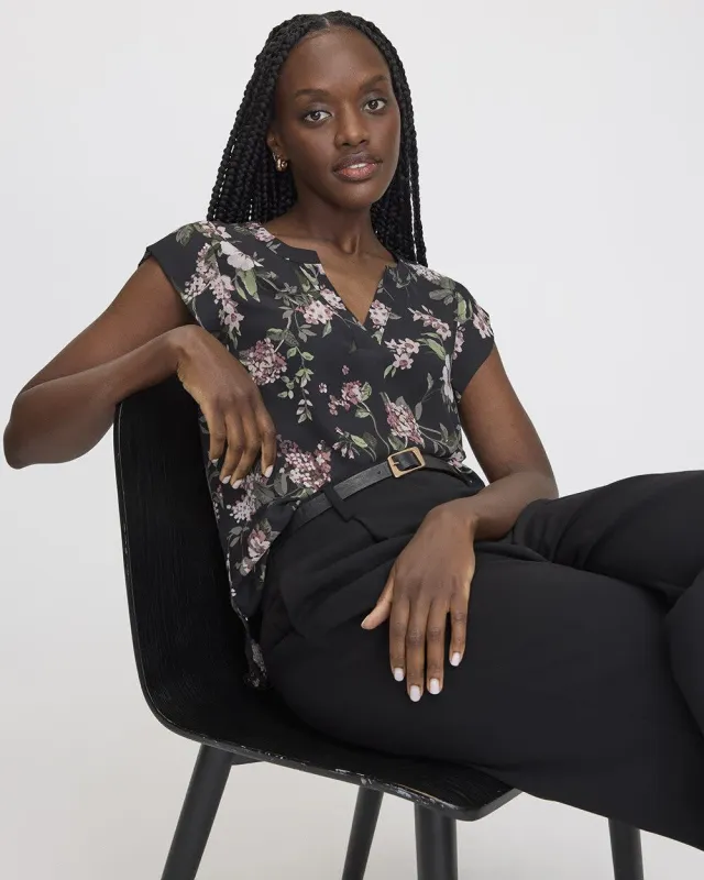 Cap Sleeve Split Neck Blouse - R Essentials sold by Reitmans