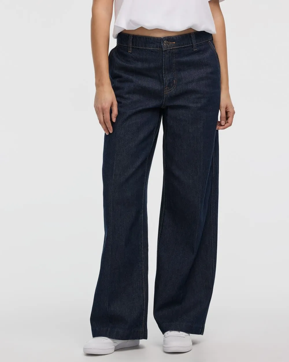 Wide-Leg Mid-Rise Denim Trousers sold by Reitmans product image thumbnail 3