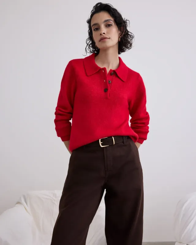 Long-Sleeve Polo Sweater made by Reitmans
