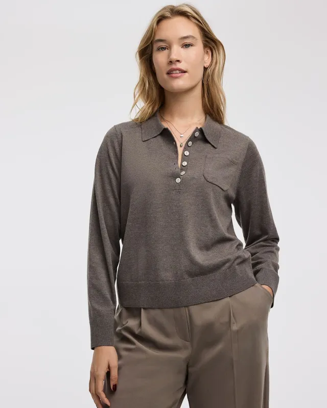 Long-Sleeve Wool-Blend Polo sold by Reitmans