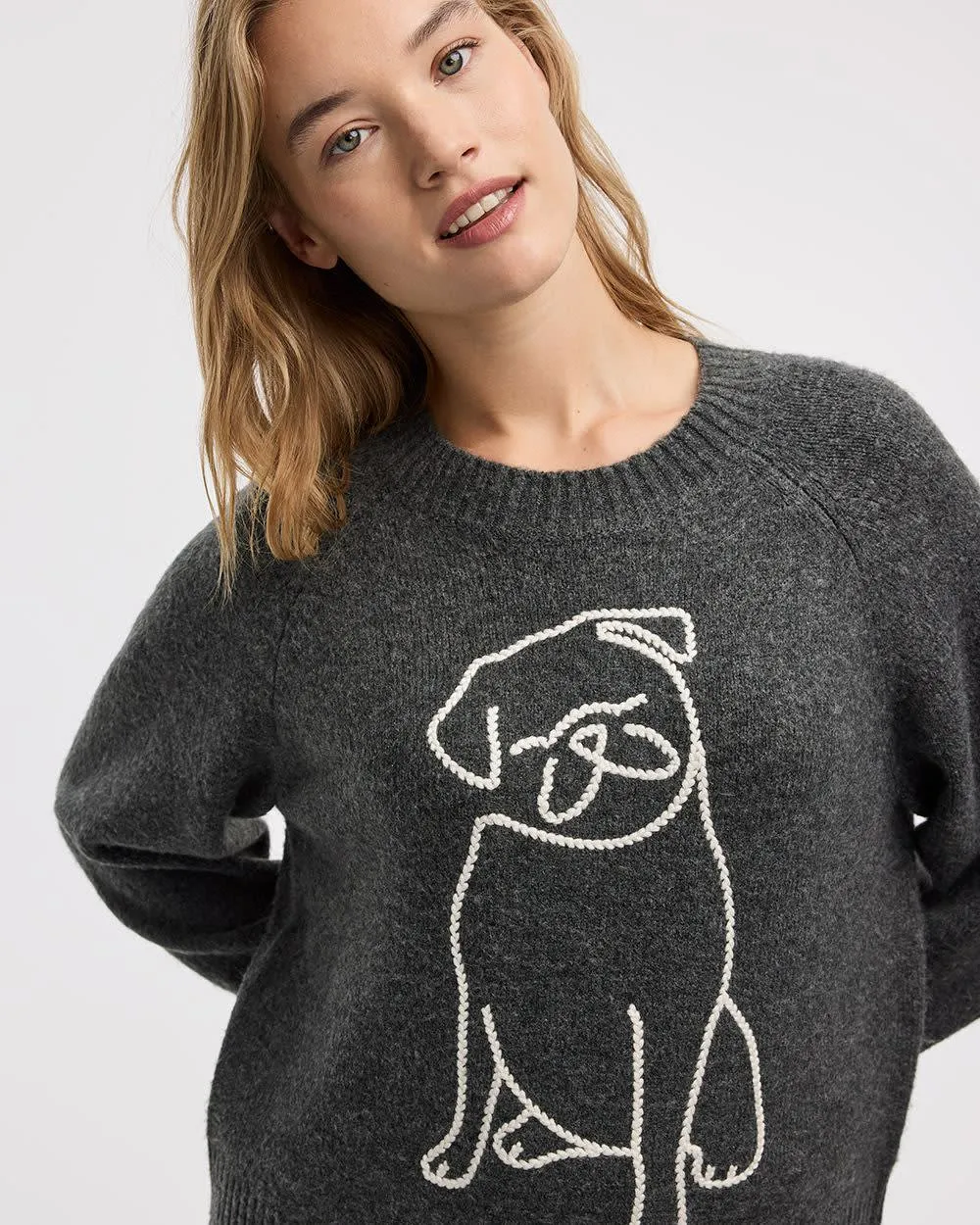 Long-Sleeve Crew-Neck Pullover with Dog sold by Reitmans product image thumbnail 4
