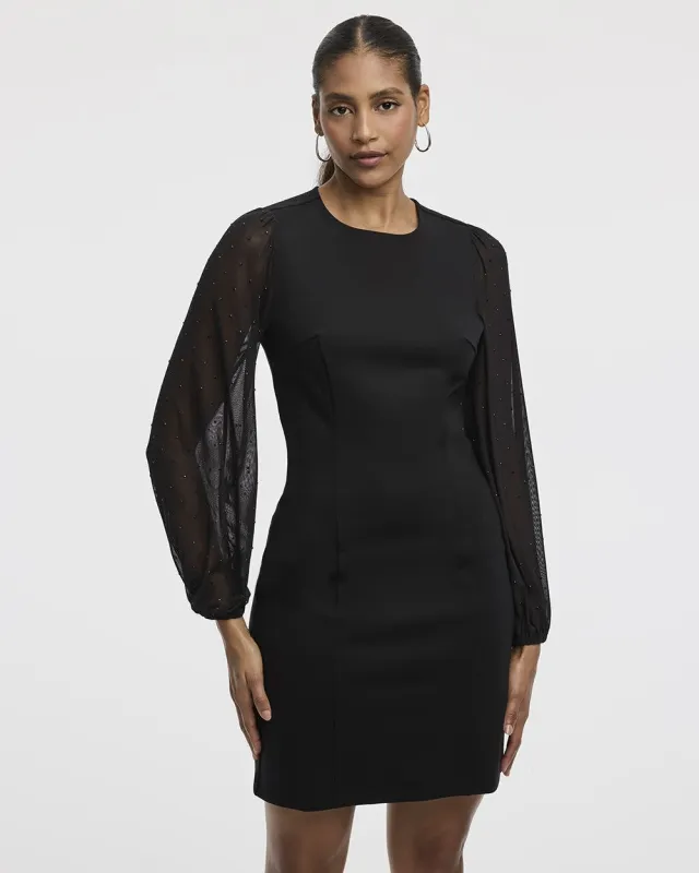 Long-Sleeve Bodycon Mini Dress with Rhinestones sold by Reitmans