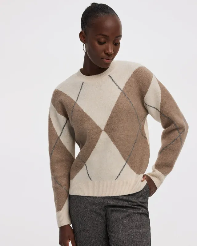 Long-Sleeve Crew-Neck Argyle Pullover made by Reitmans