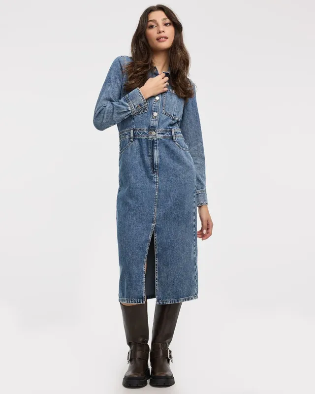 Midi Shirt Denim Dress sold by Reitmans
