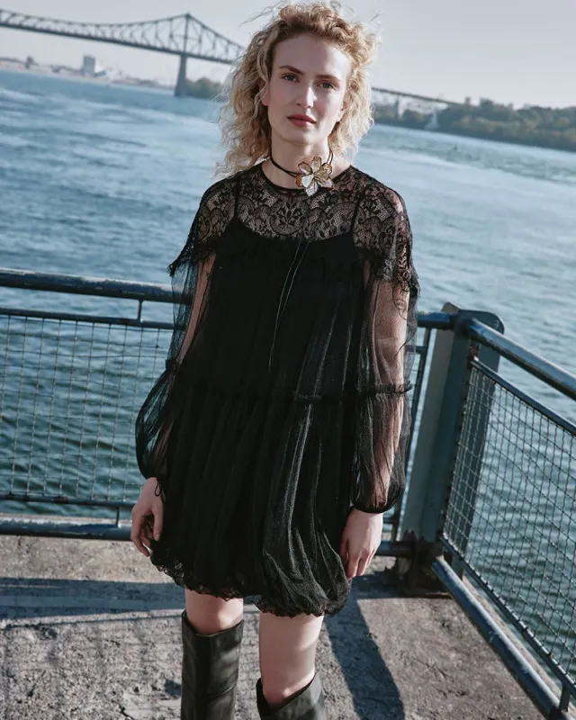 Long-Sleeve Tulle Bubble Mini Dress made by Reitmans