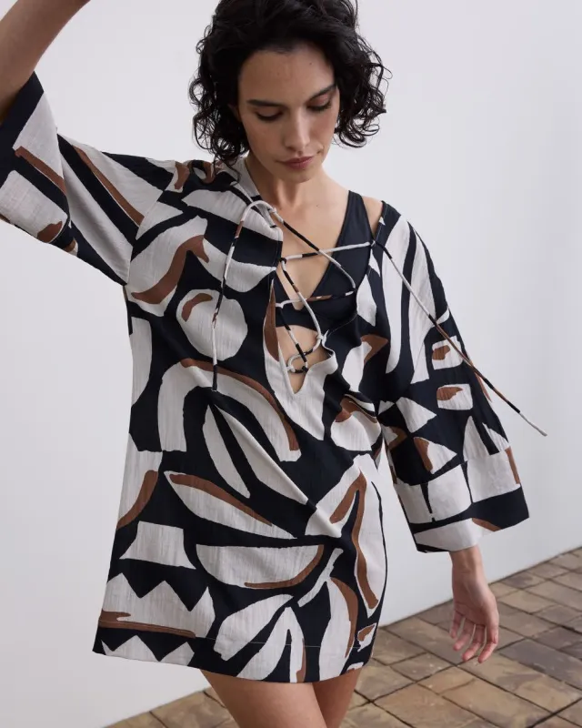 Long-Sleeve V-Neck Loose Mini Dress sold by Reitmans