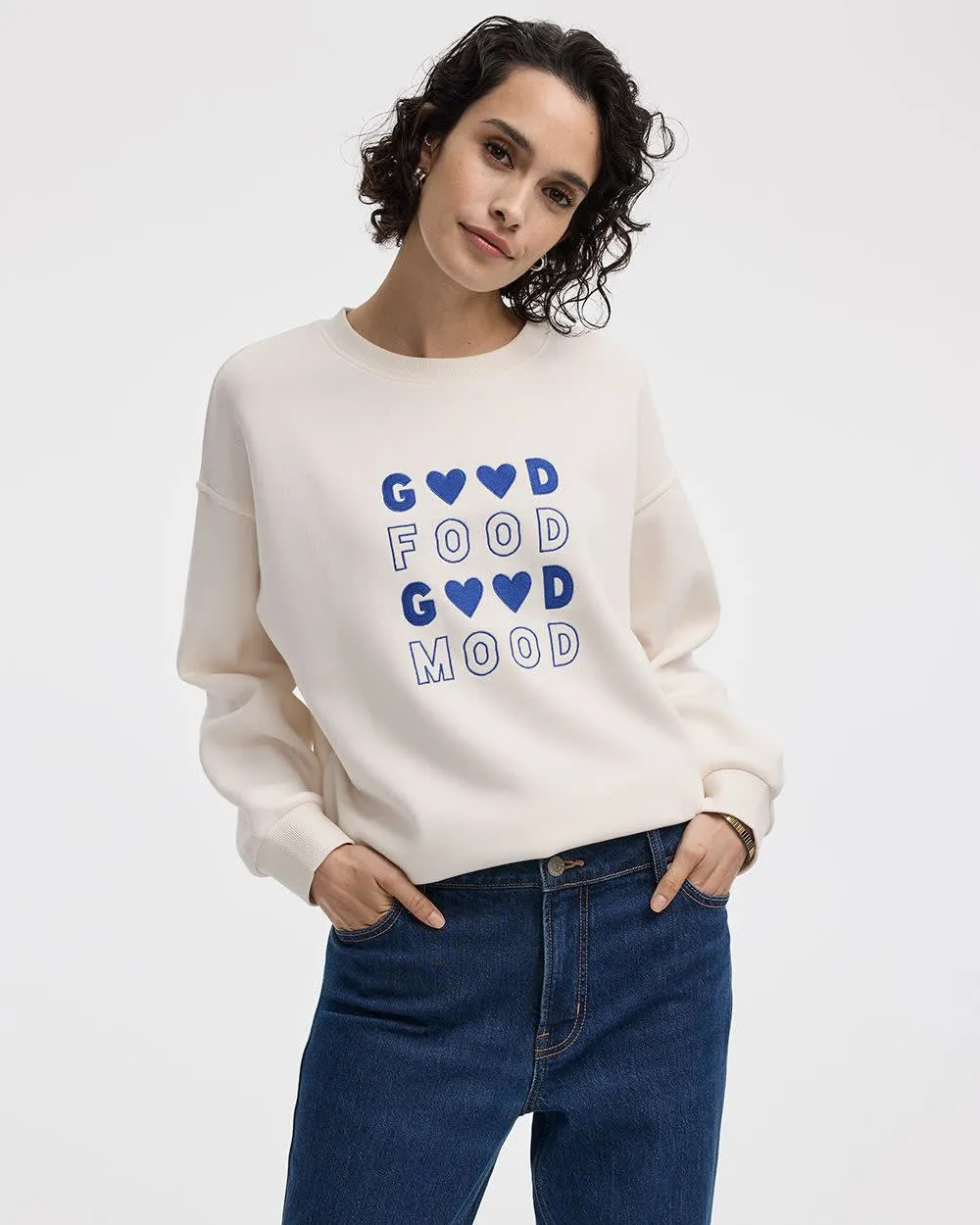 Long-Sleeve Crew-Neck Fleece Sweatshirt with Quotes sold by Reitmans product image thumbnail 3