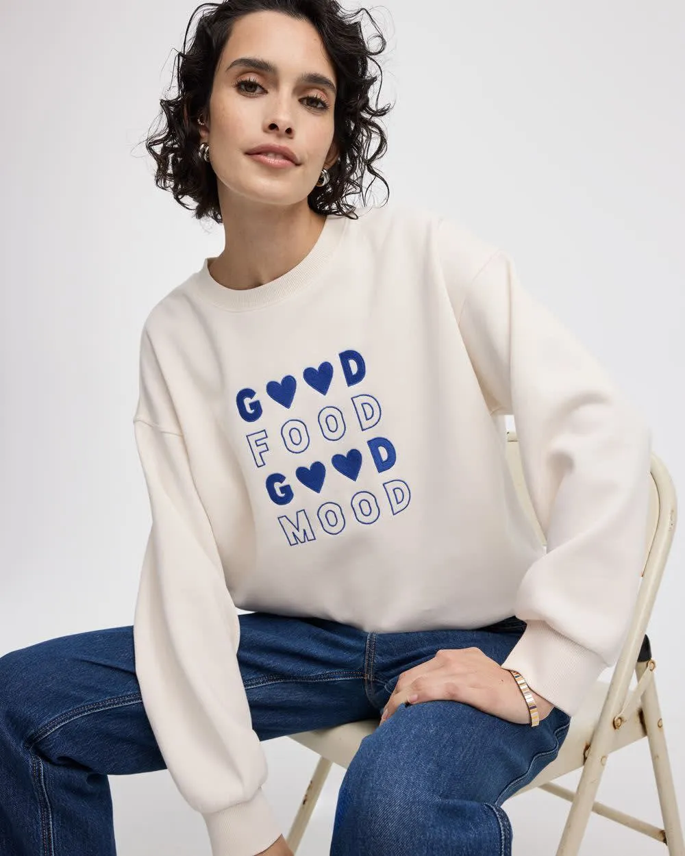 Long-Sleeve Crew-Neck Fleece Sweatshirt with Quotes sold by Reitmans