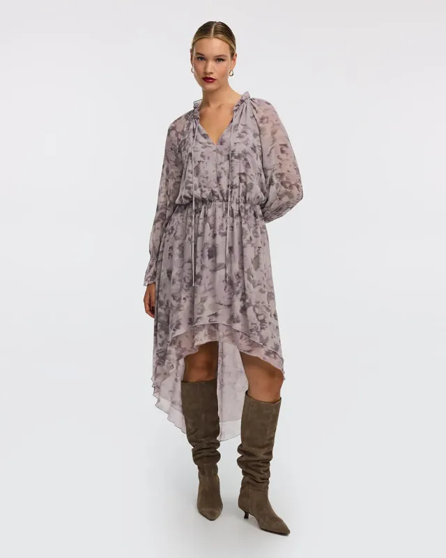 Long-Sleeve V-Neck Midi Dress with High-Low Hem made by Reitmans