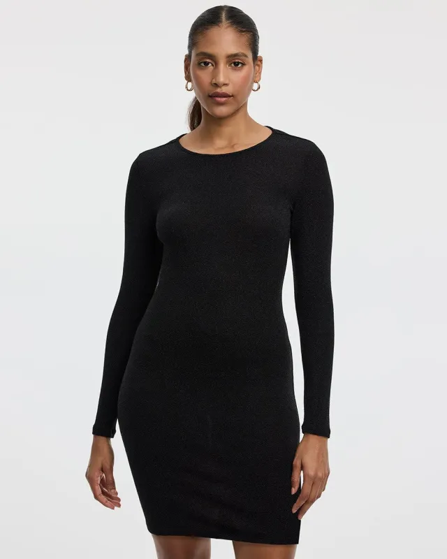 Long-Sleeve Mini Bodycon Shimmery Dress sold by Reitmans