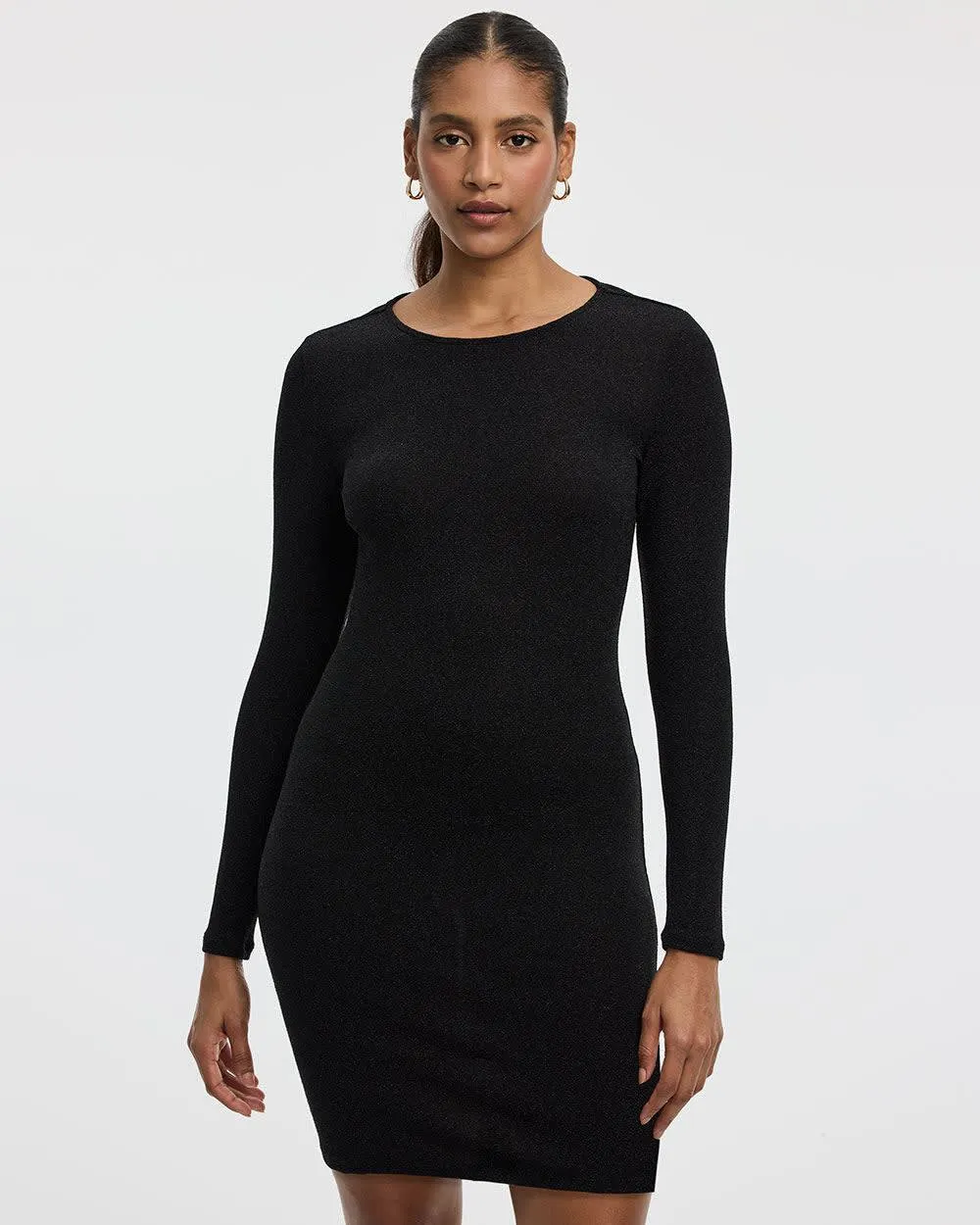 Long-Sleeve Mini Bodycon Shimmery Dress sold by Reitmans