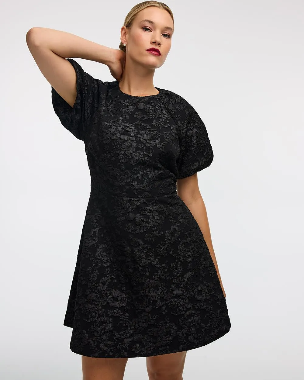 Short-Sleeve Fit-and-Flare Dress with Self-Tie in the Back sold by Reitmans