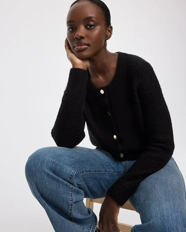 Long-Sleeve Crew-Neck Fitted Cardigan sold by Reitmans