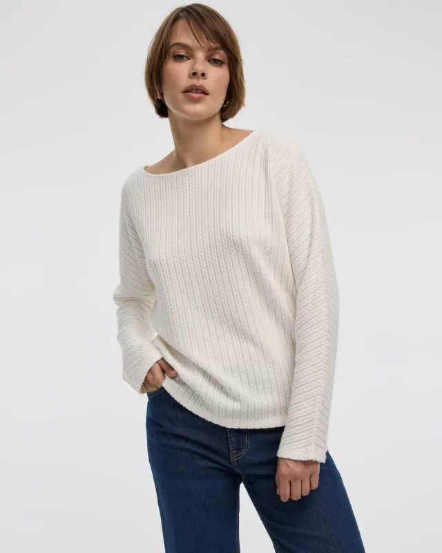Long-Sleeve Boat-Neck Top made by Reitmans