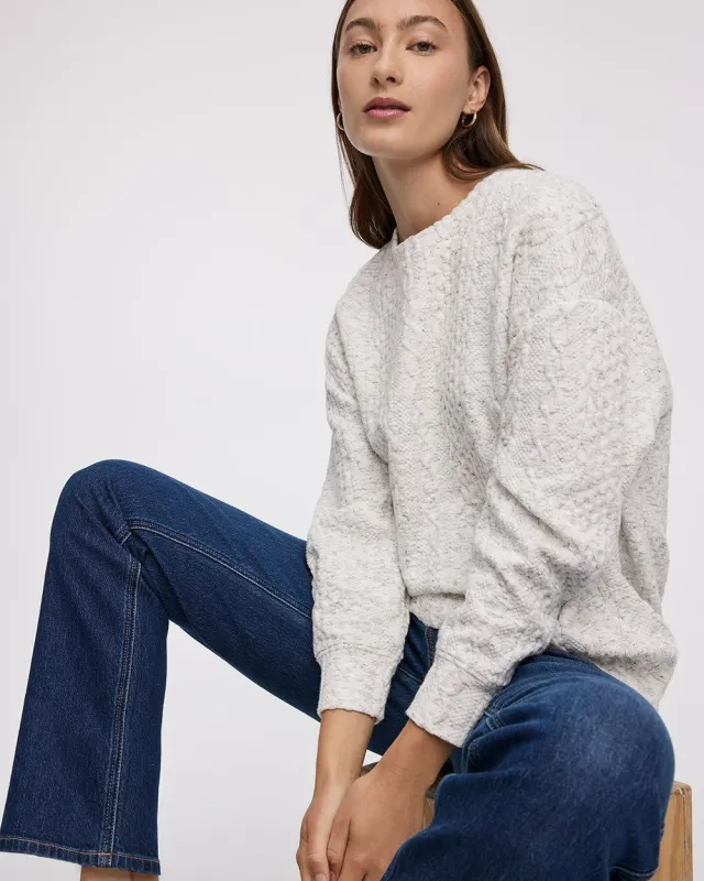 Long-Sleeve Crew-Neck Sweatshirt with Cable Stitches sold by Reitmans