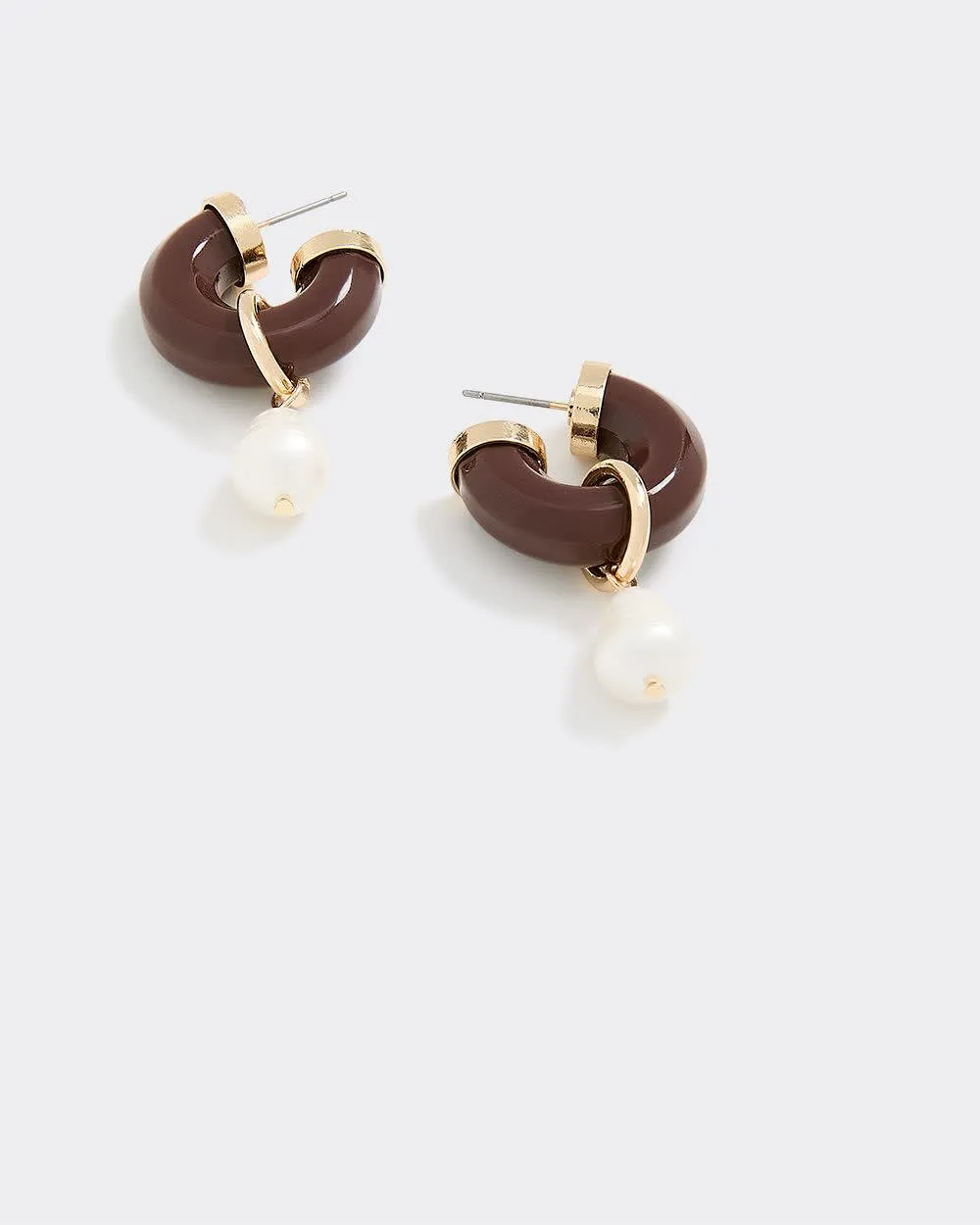 Resin Hoops with Pearl Pendant sold by Reitmans