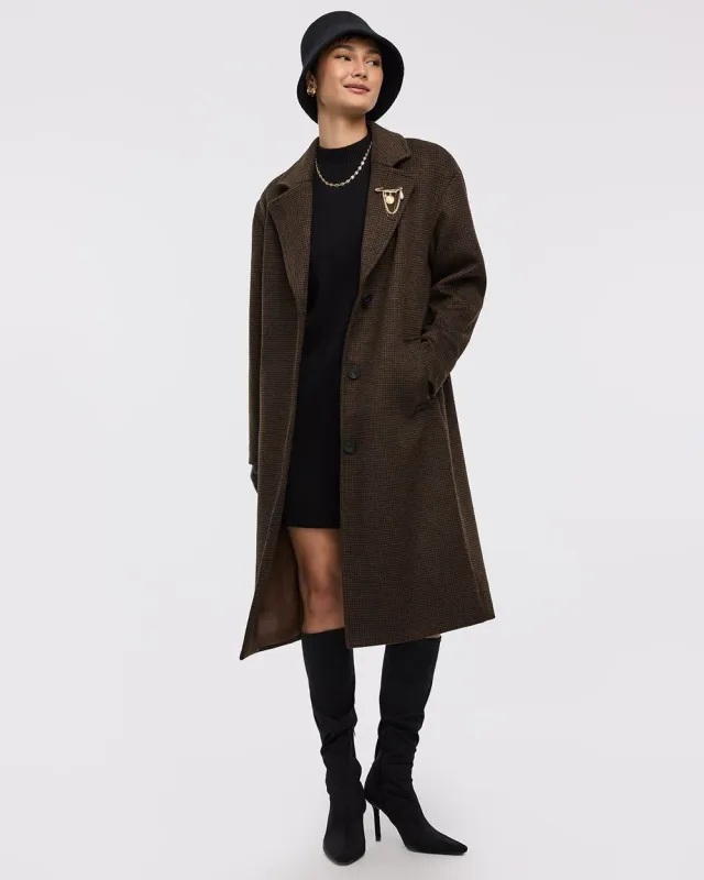 Loose Plaid Coat with Three-Button Closure sold by Reitmans