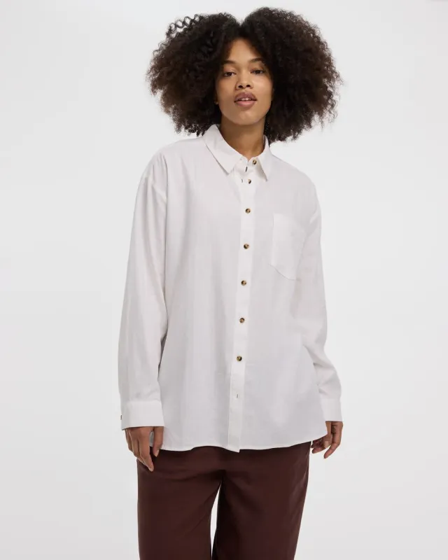 Long-Sleeve Linen-Blend Shirt sold by Reitmans