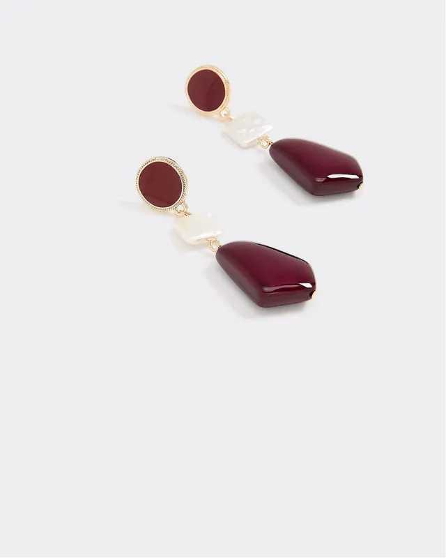 Stud Earrings with Pearl and Acrylic Pendants sold by Reitmans