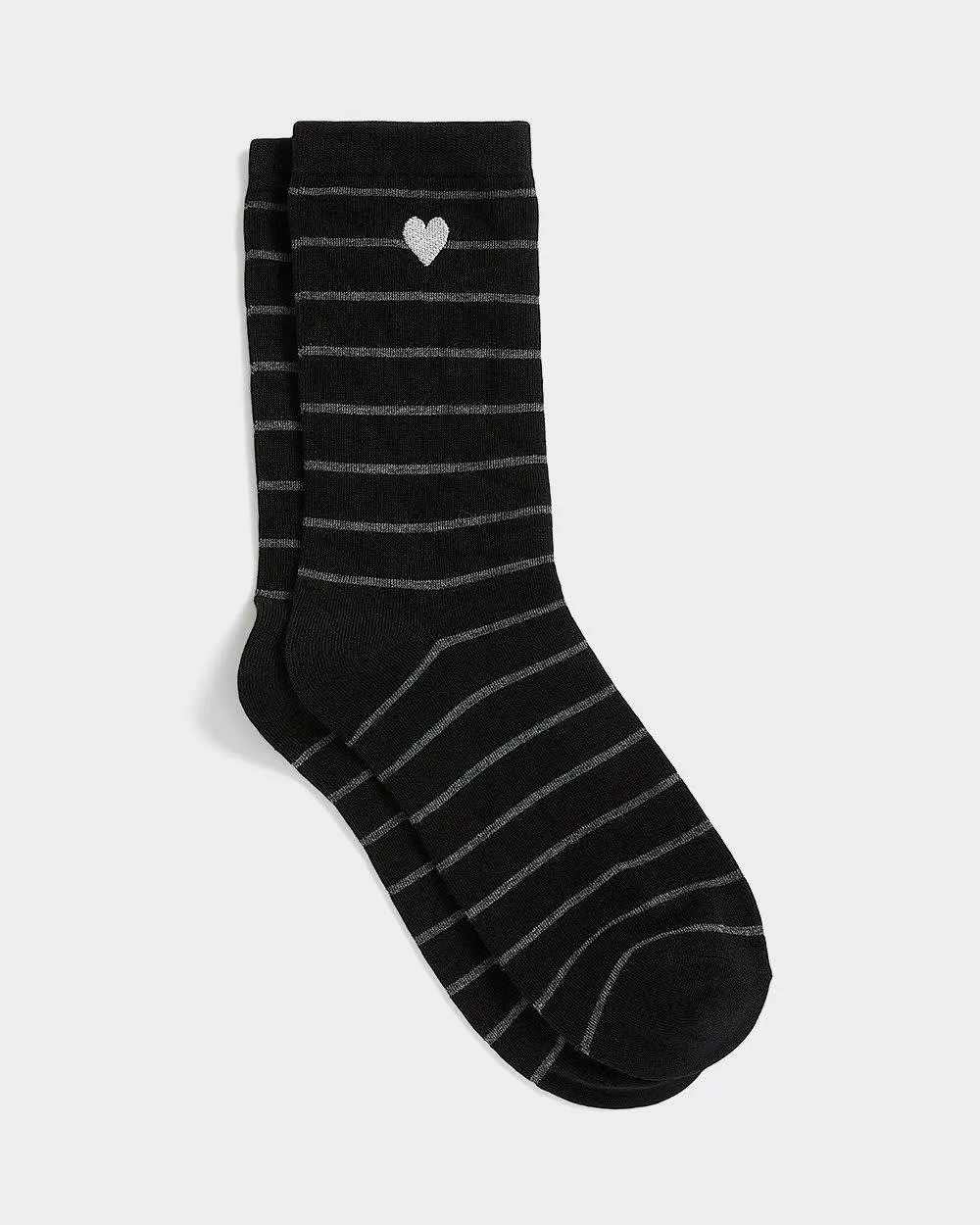 Striped Crew Socks with Heart at Hem sold by Reitmans
