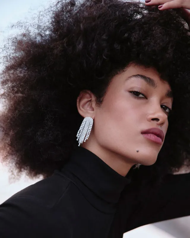 Chandelier Earrings with Rhinestones sold by Reitmans