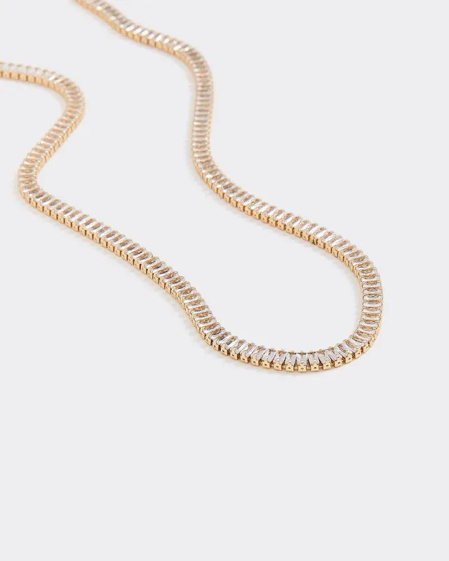 Baguette Short Necklace with Glass Stones sold by Reitmans