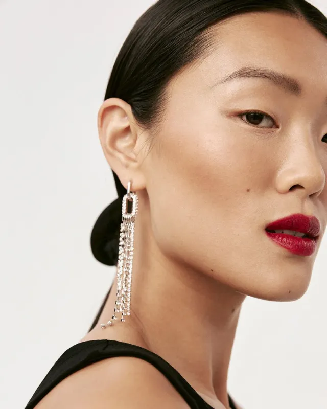 Link Earrings with Rhinestone Pendants sold by Reitmans