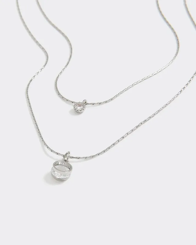 Two-Chain Short Necklace with Rhinestones sold by Reitmans