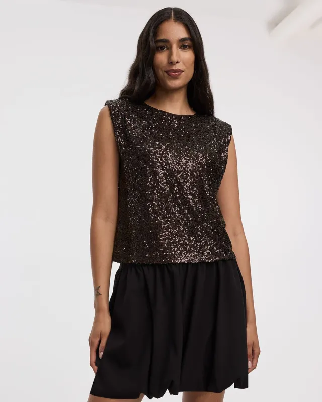 Extended-Sleeve Crew-Neck Sequins Top made by Reitmans