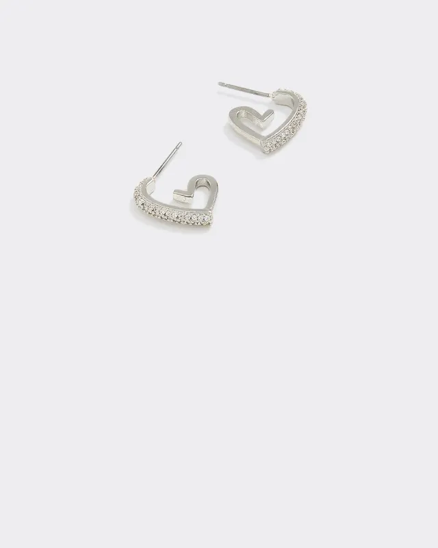 Heart-Shaped Earrings with Rhinestones sold by Reitmans
